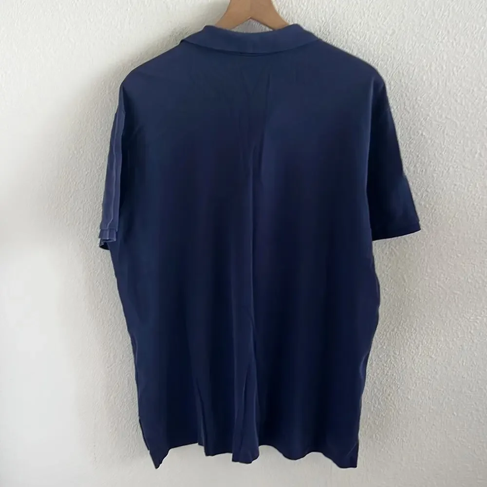 Polo Ralph Lauren Navy Blue Polo Shirt White Embroidered Logo Blue Tag XXL